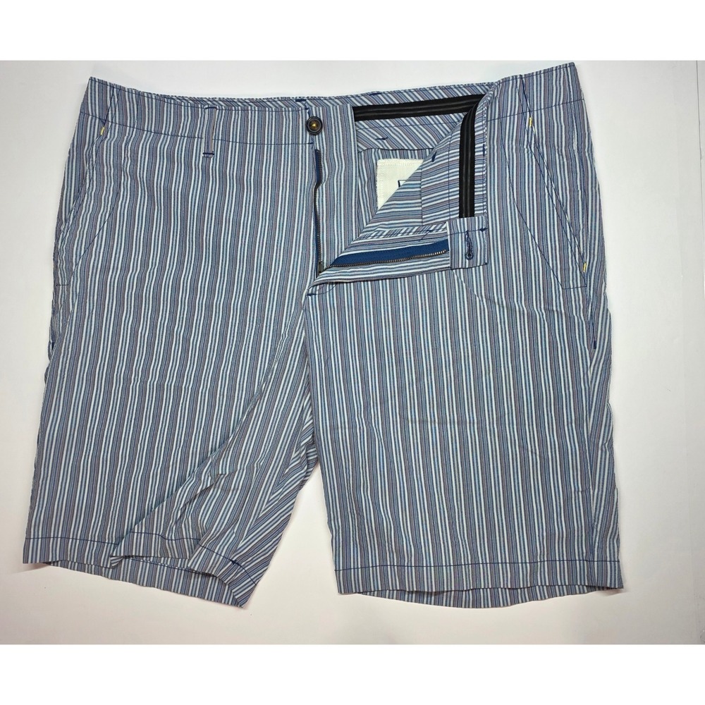 Tommy Bahama Mens Blue White Striped Stretch Flat Front Chino Shorts Size 38